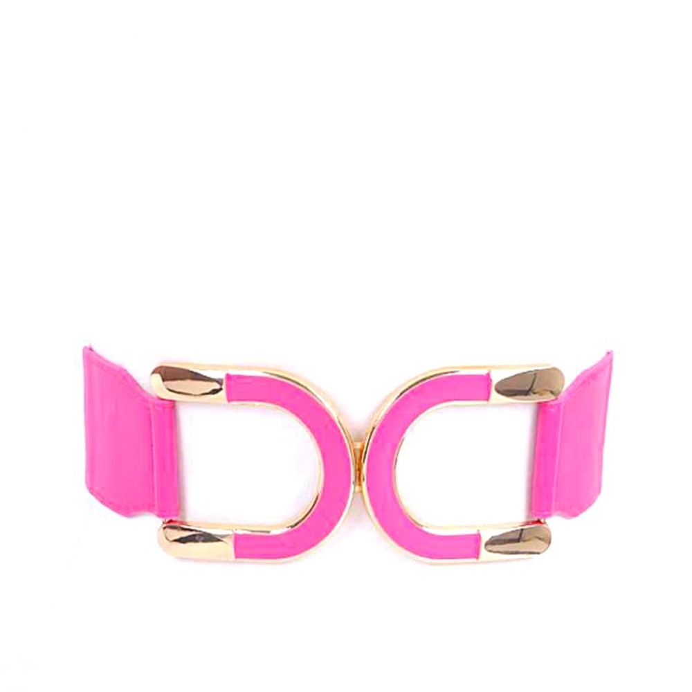 Barbie Pink & Gold Enamel Buckle Waist Statement Belt